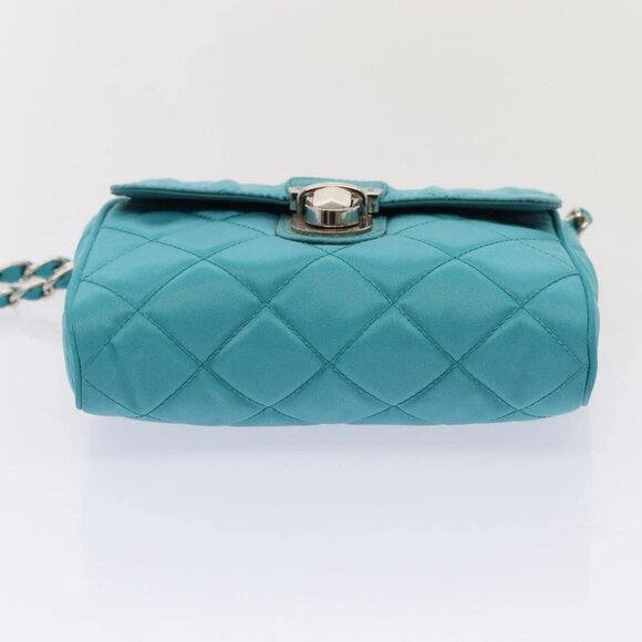 PRADA Chain Shoulder Bag Nylon Turquoise Blue Silver Auth 86958V - Picture 6 of 14